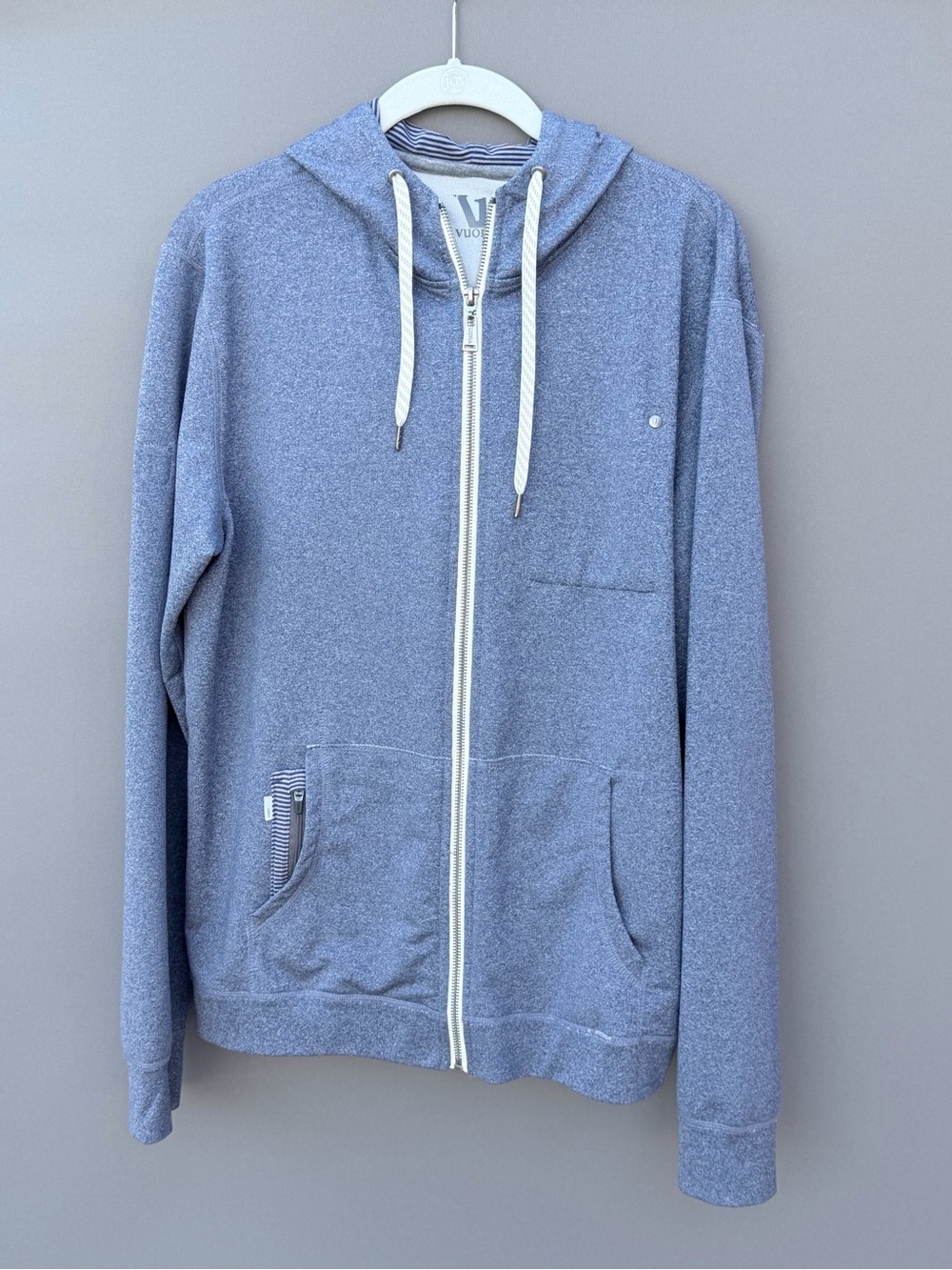 Vuori Men's Light Heather Blue Zip-Up Hoodie